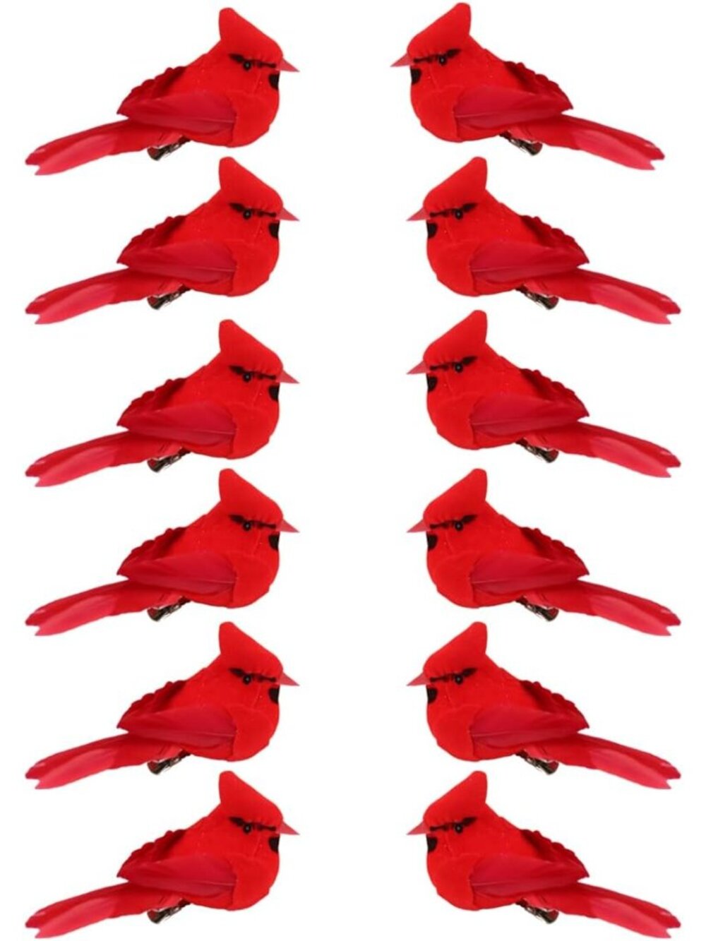12 Pcs Cardinal Birds for Crafts, Mini Cardinal Clip On Christmas Tree Ornaments
